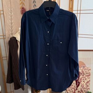 Maje Navy Blue Button Down Shirt – Size 3 (Large)